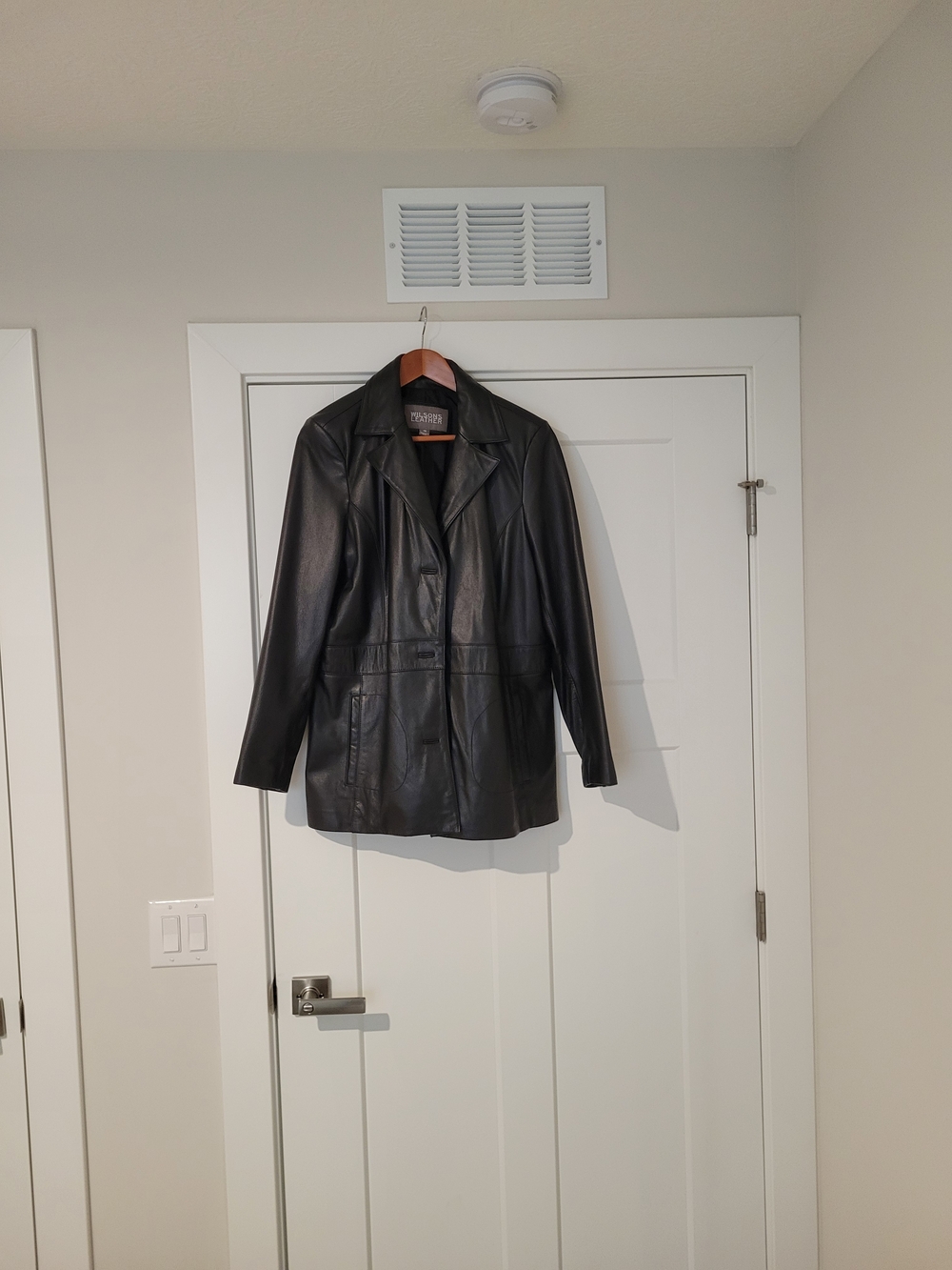 Wilsons Leather Men's Black Leather Trench Jacket